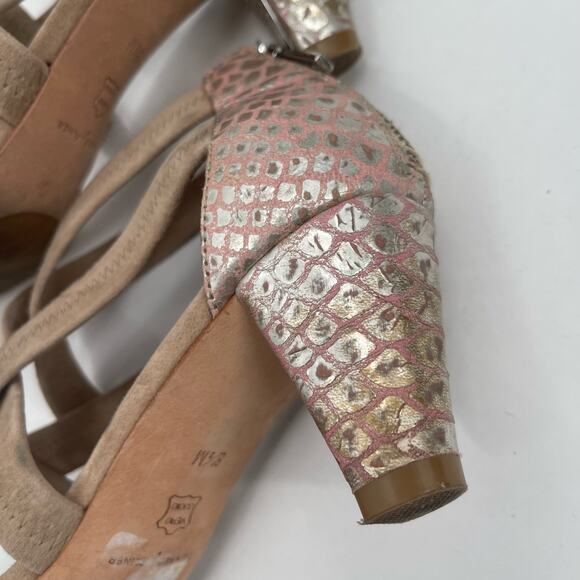 DONALD J PLINER Vida Heels Size 8.5 Shoes Suede Metallic Reptile Zipper Heel - Picture 7 of 16